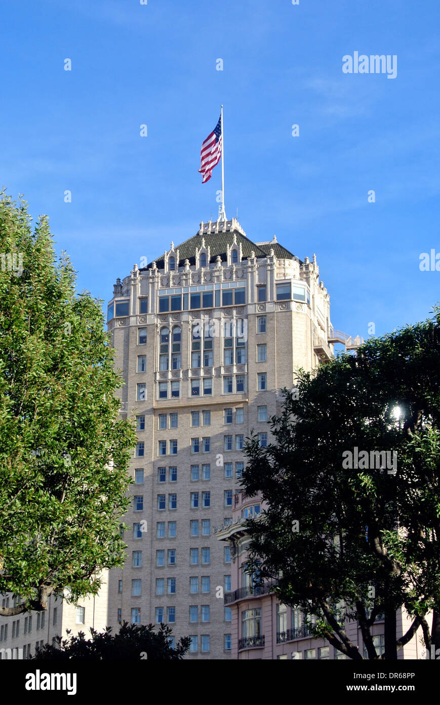 Vista del Fairmont Hotel di nob hill in San Francisco Foto Stock