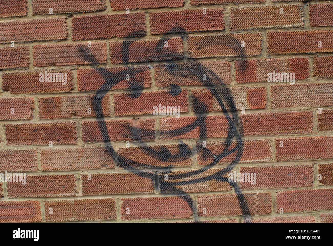 Graffiti sul muro - faccia felice Foto Stock