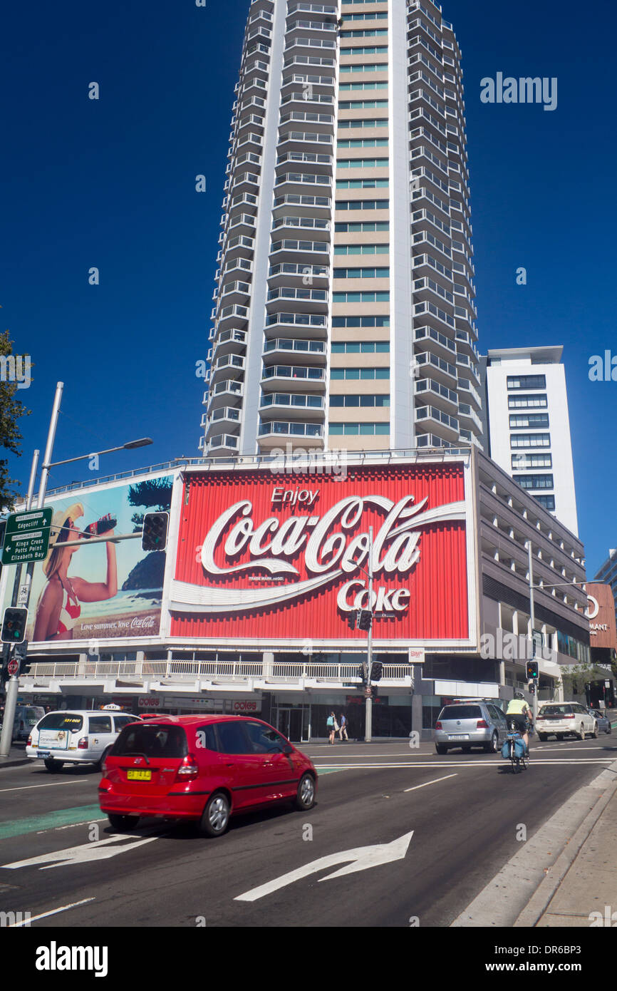 Coke segno Coca-Cola Kings Cross sobborghi di Sydney New South Wales NSW Australia Foto Stock