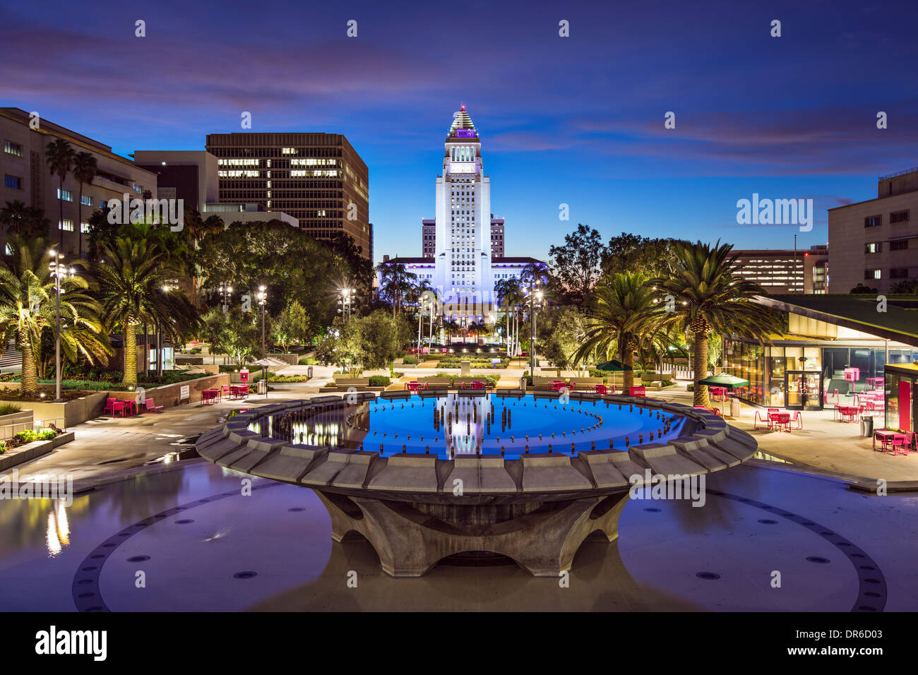 Los Angeles, California a City Hall. Foto Stock