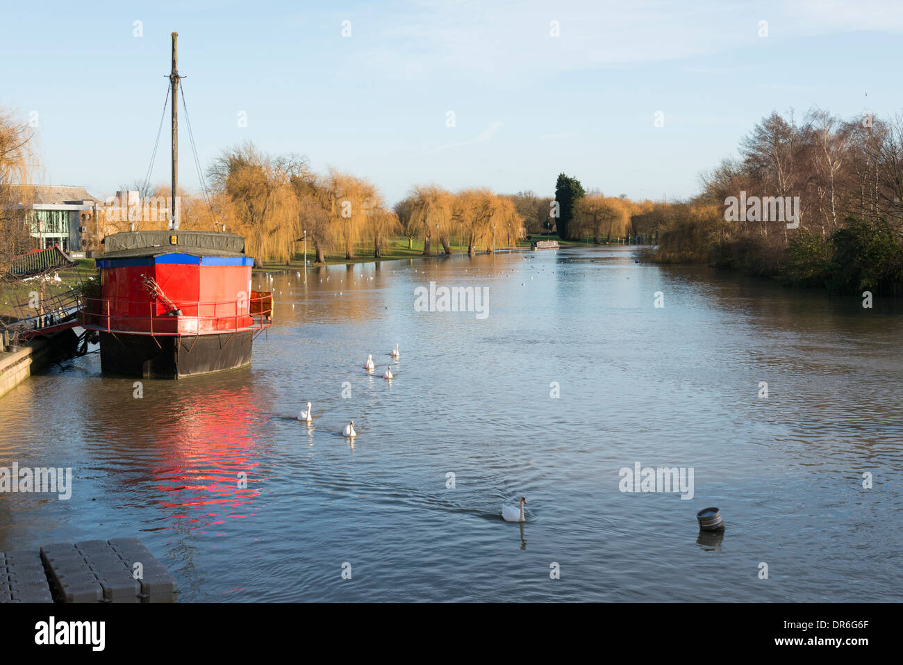 Un galleggiante ristorante cinese sul fiume Nene Peterborough Cambridgeshire Regno Unito Foto Stock