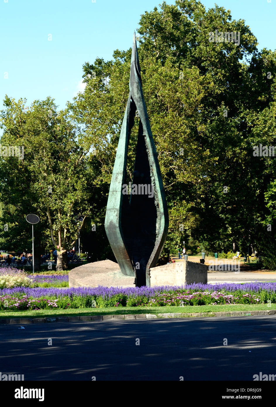 Isola di Margherita Budapest Ungheria centenario monumento per l'unione di Pest-Buda Foto Stock