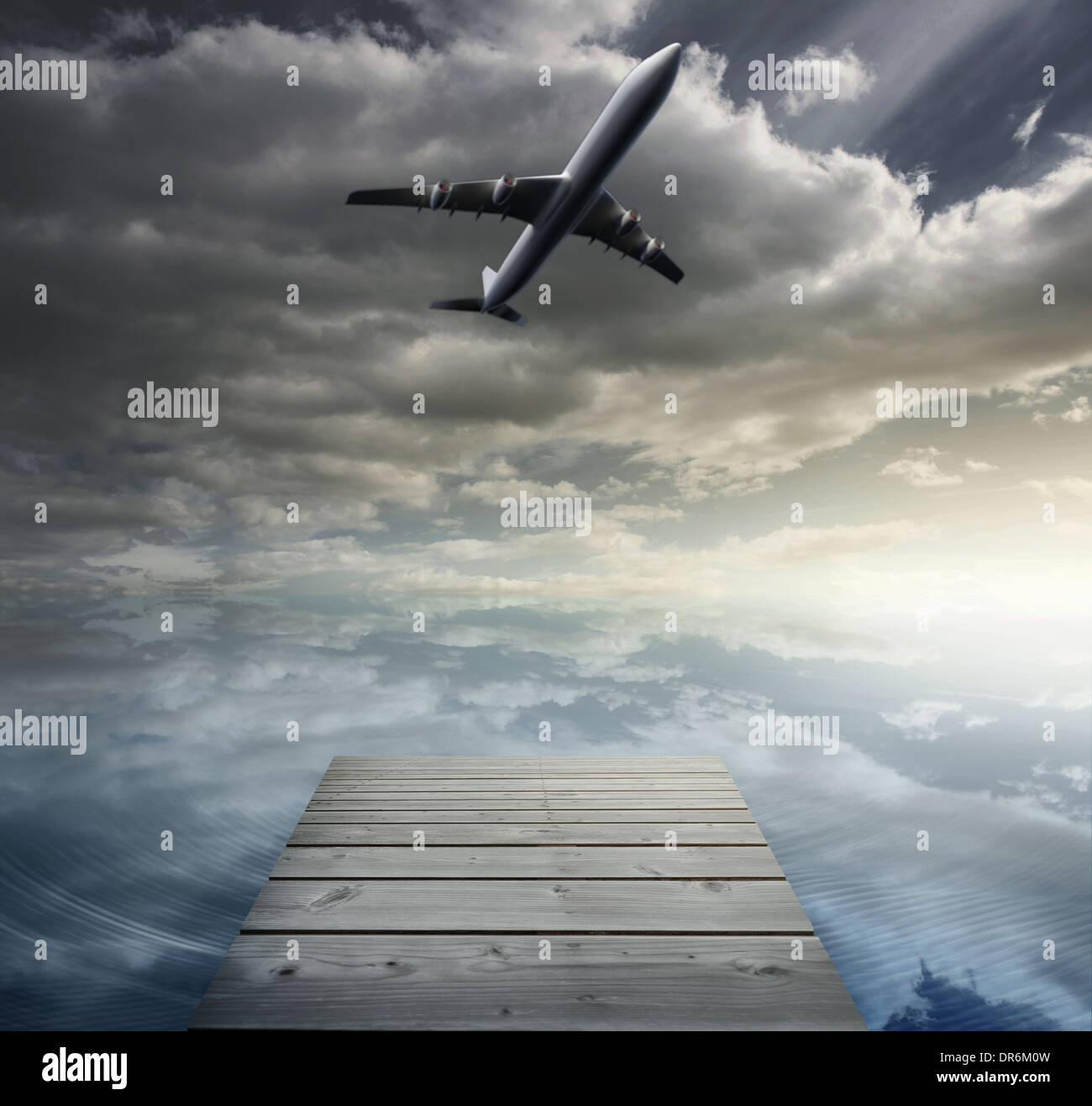 Immagine composita del ponte su acqua tranquilla Foto Stock