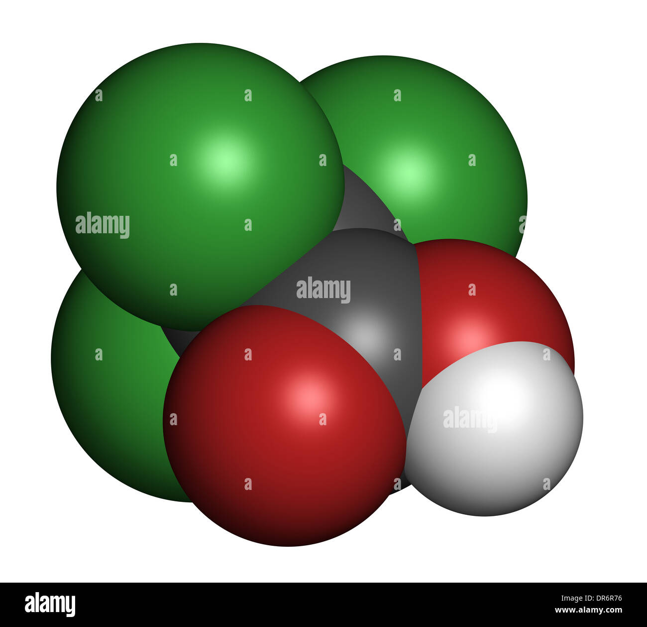 Acido tricloroacetico (TCA) molecola. Usato nel trattamento dermatologico di verruche e relative condizioni della pelle Foto Stock