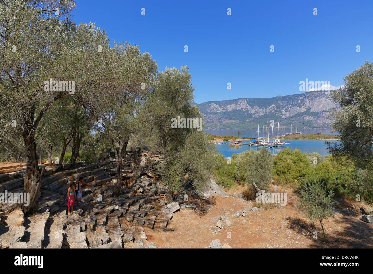 Turchia, Golfo di Goekova, Sedir Isola, teatro della città antica Kedreia Foto Stock