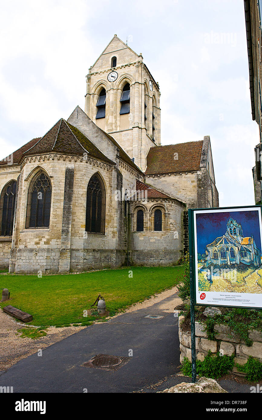 Chiesa di auvers sur oise in Francia Foto Stock