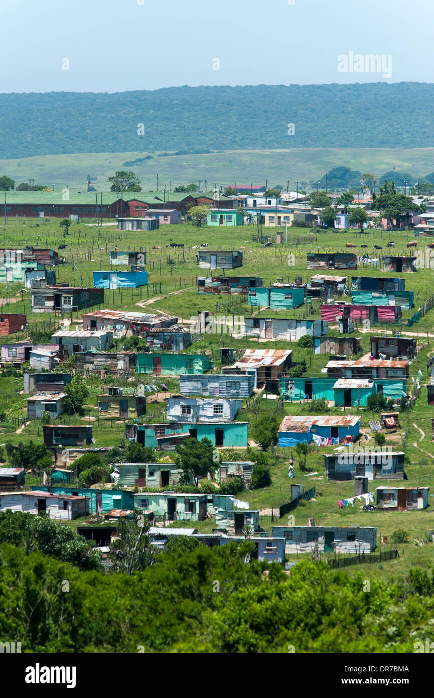 Township costruito alla periferia di Alessandria, Capo orientale, Sud Africa Foto Stock