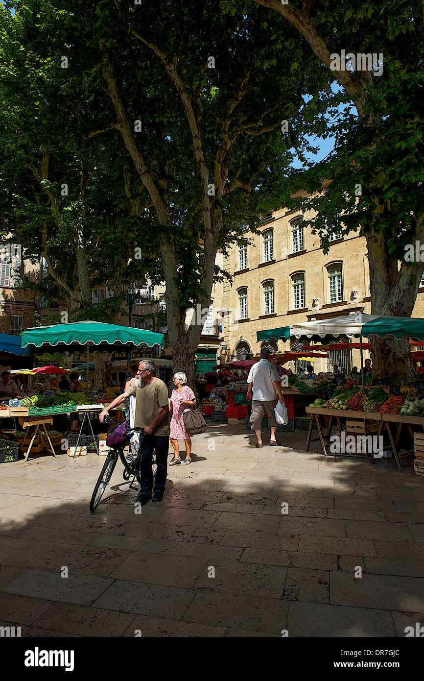 Mercato Mattutino al posto di Richelmi, Aix-en-Provence, Francia Foto Stock