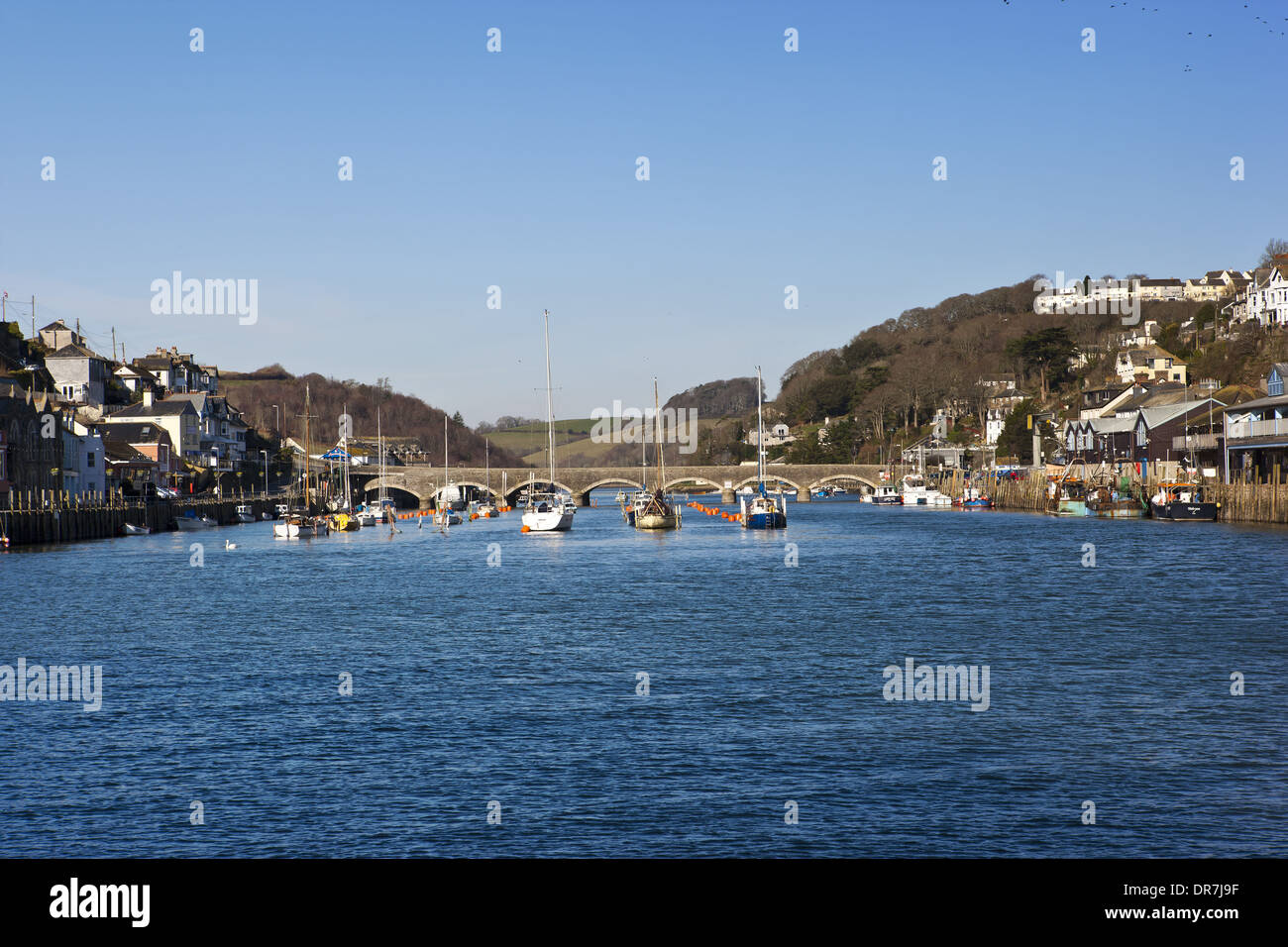 Barche sul fiume Looe, Cornwall Foto Stock