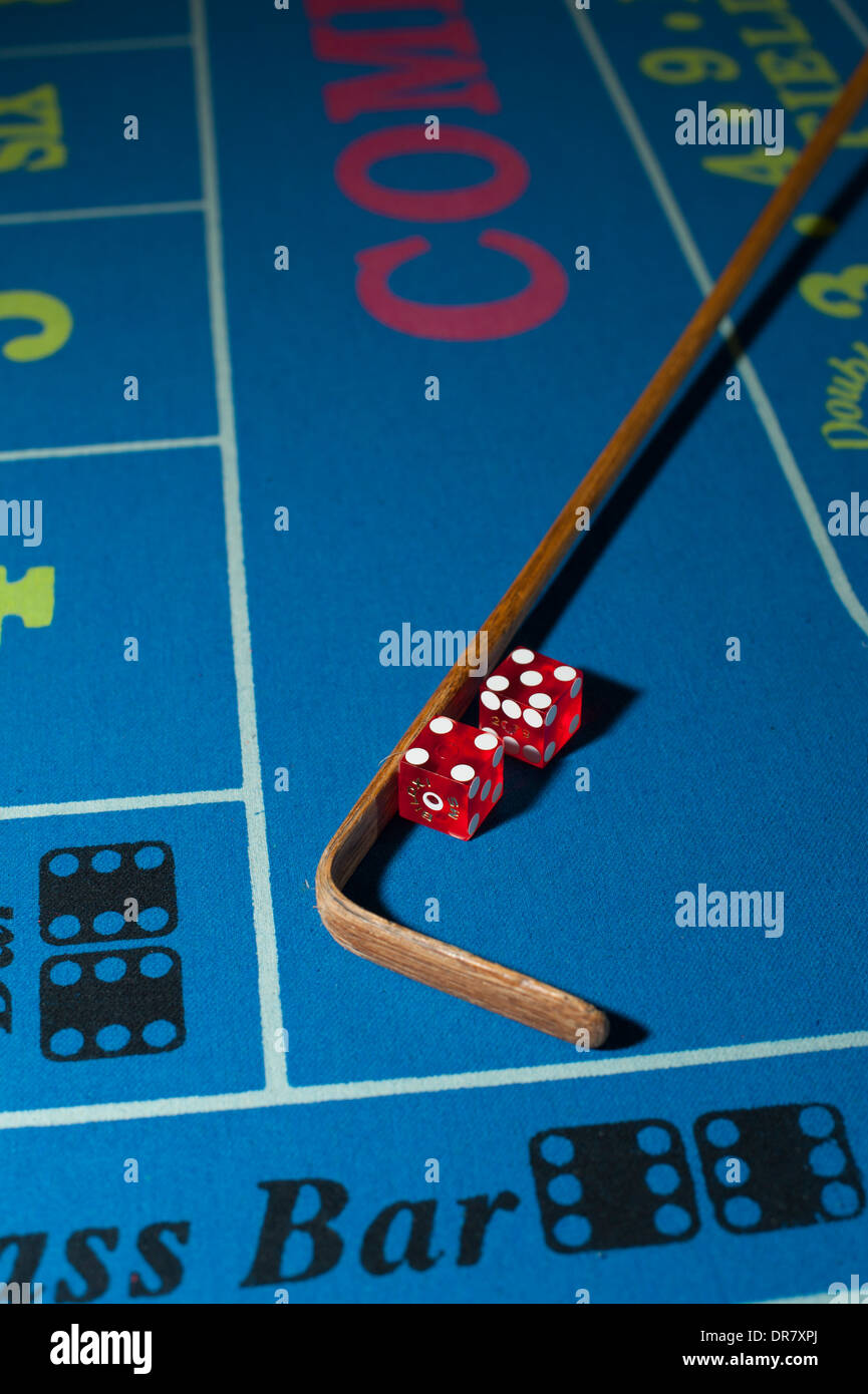 Casinò giochi d'azzardo rischio MS Mississippi Biloxi casino craps con dadi sul tavolo Foto Stock