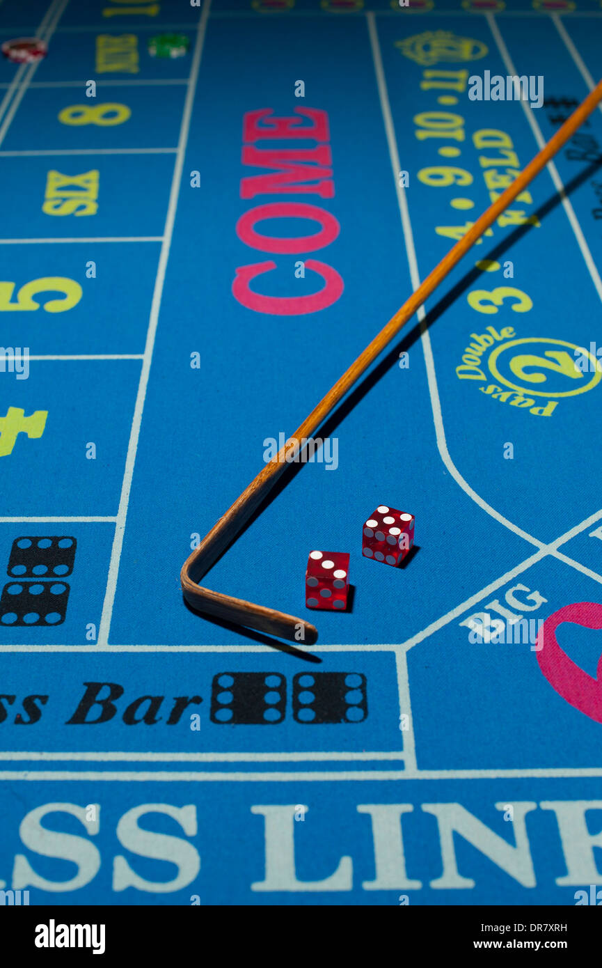 Casinò giochi d'azzardo rischio MS Mississippi Biloxi casino craps con dadi sul tavolo Foto Stock