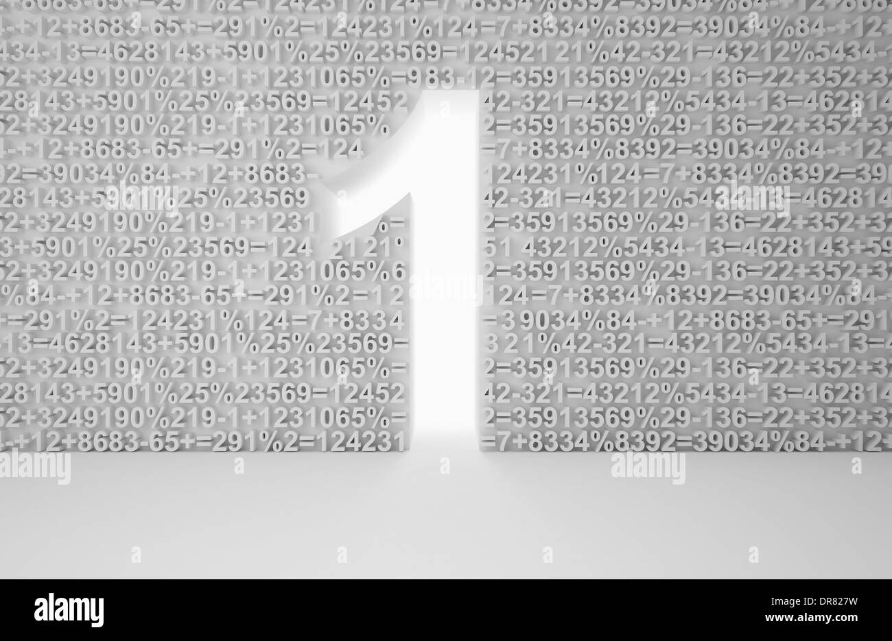 Il numero uno forma fra numeri Foto Stock