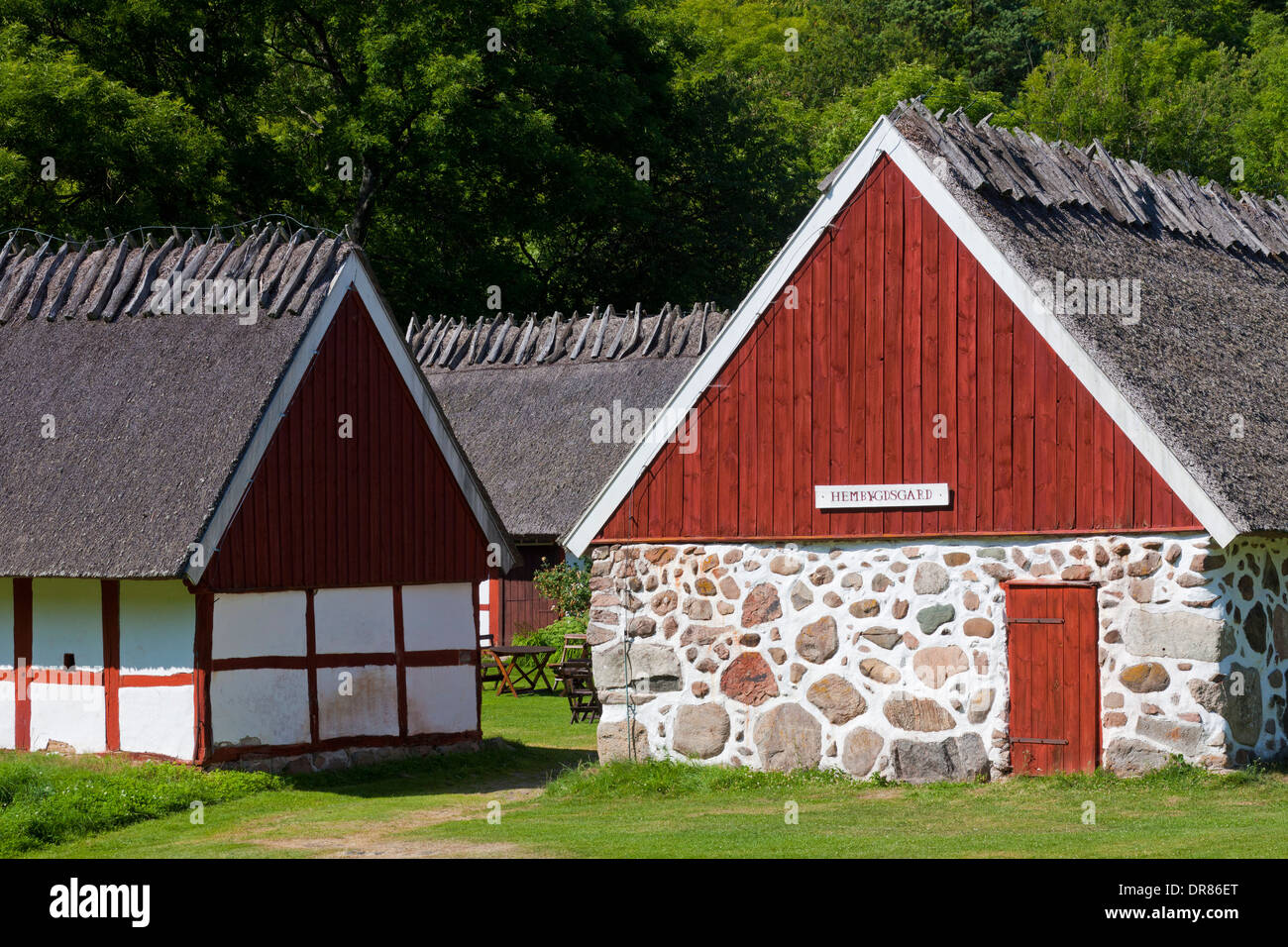 Vecchia casa colonica tradizionale, Himmelstorp, Kullaberg / Kullen, Skåne / Scania in Svezia Foto Stock