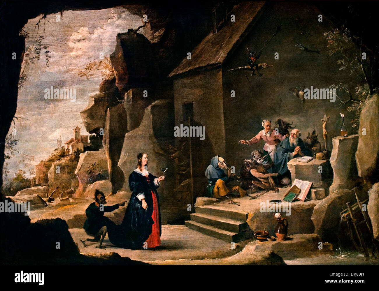 La Tentazione di Sant Antonio da David Teniers il Giovane 1610-1690 belga fiamminga del Belgio Foto Stock