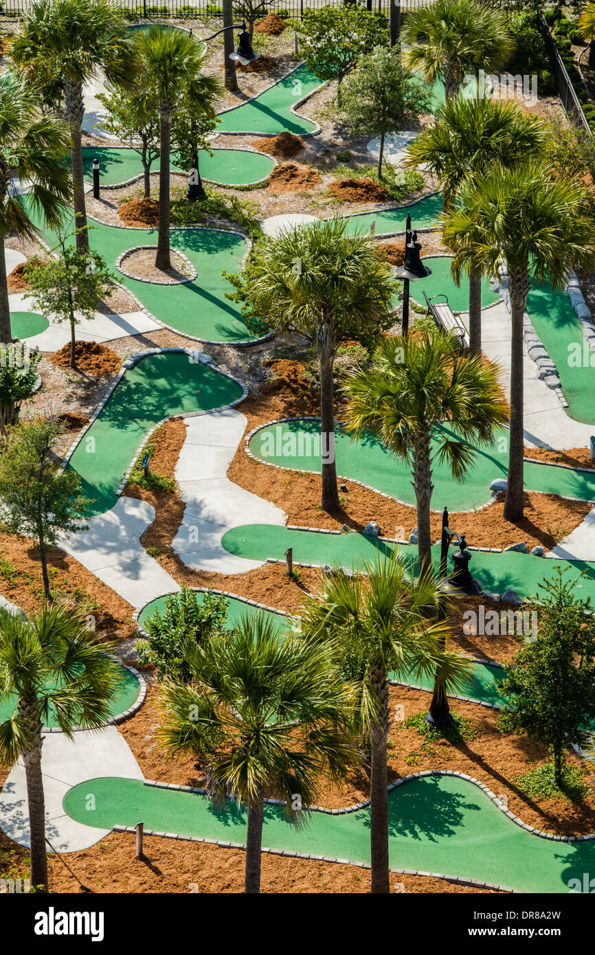 Una veduta aerea del Nettuno Park Campo da golf in miniatura situato sulla st Simons Island, Georgia. Foto Stock