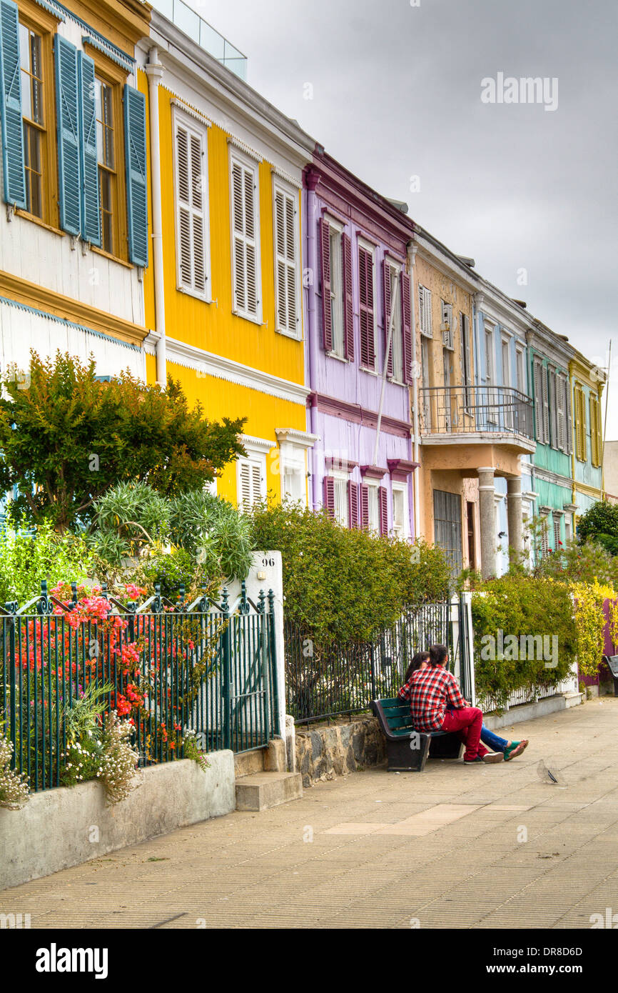 Street a Valparaiso, Cile Foto Stock