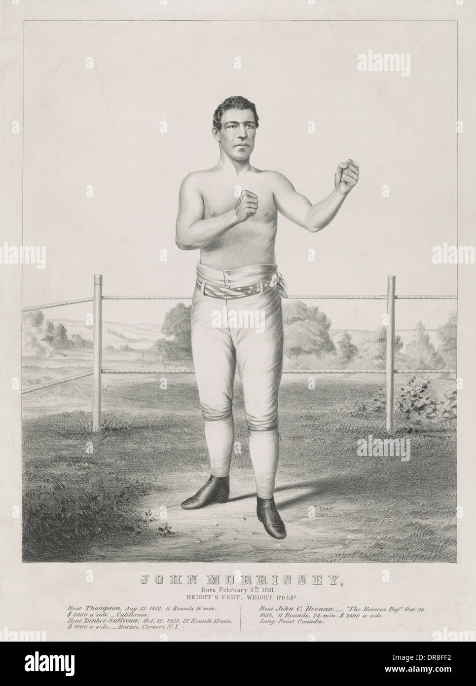 John Morrissey: nato il 5 febbraio 1831. altezza 6 piedi. Peso 170 libbre a  nudo il fuso a snodo boxer, nel 1860 circa Foto stock - Alamy