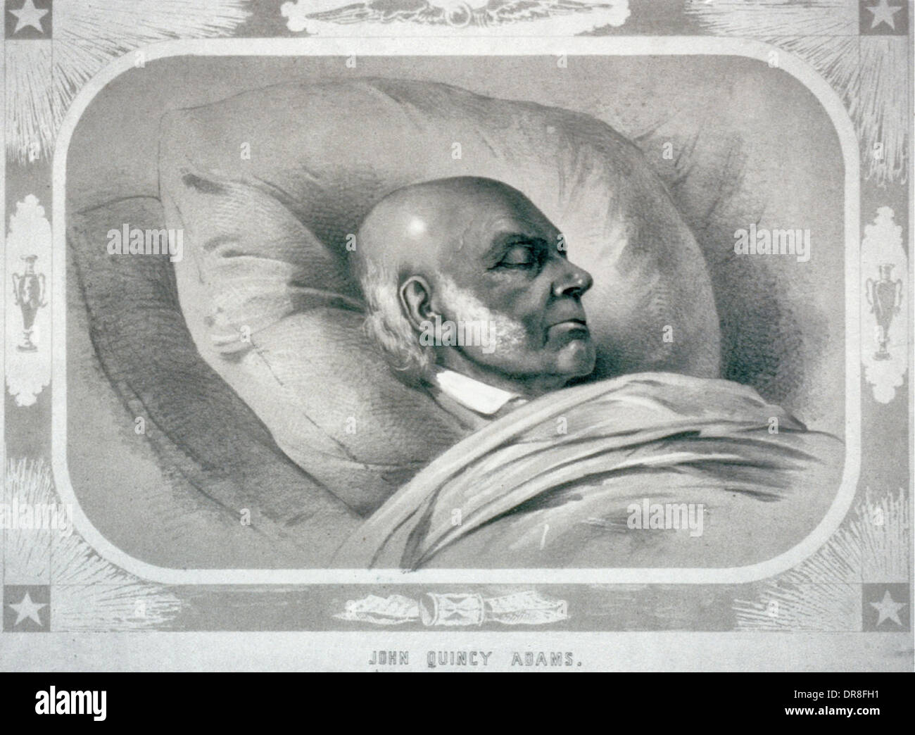 John Quincy Adams sul letto di morte 1848 Foto Stock