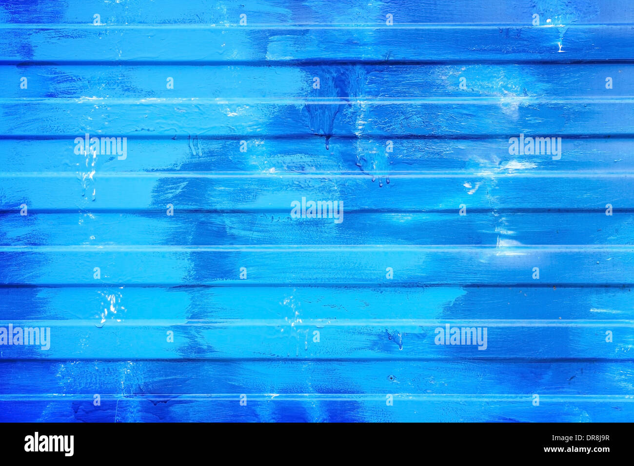 Rigata verniciato blu parete metallica texture di sfondo Foto Stock