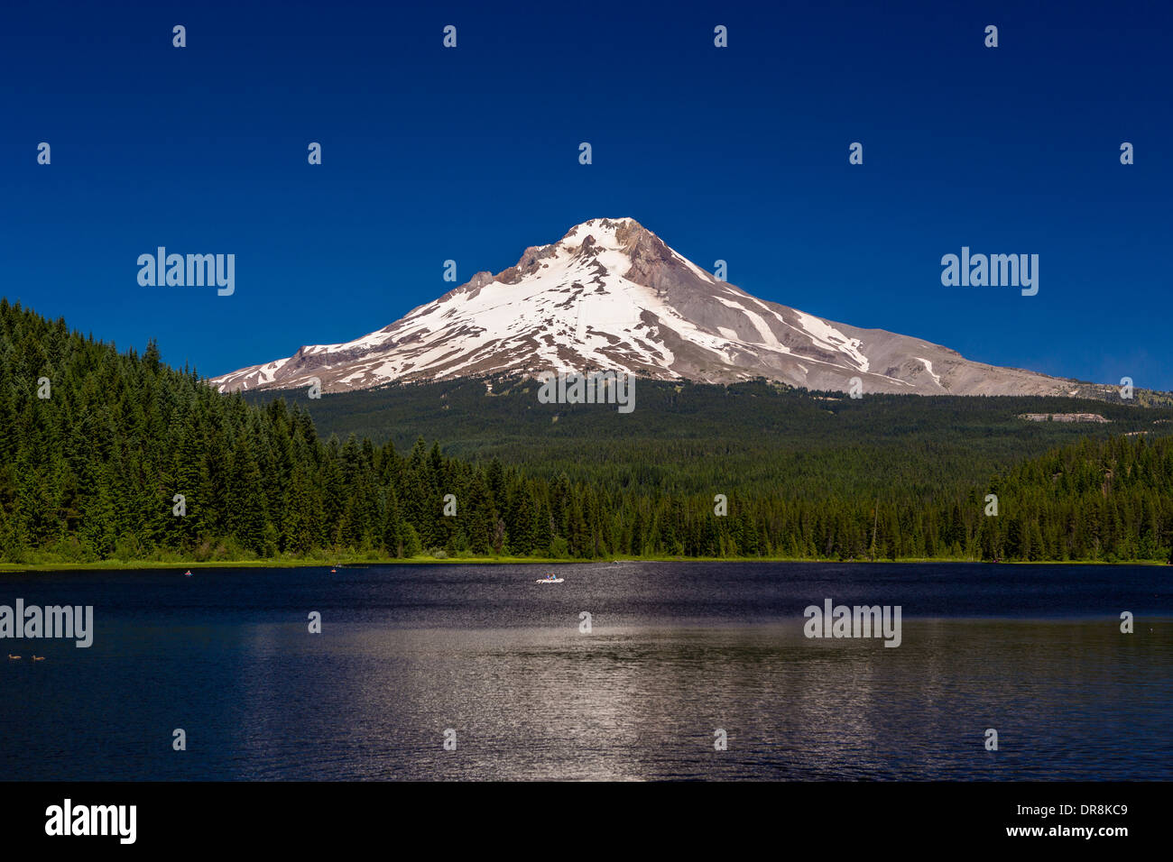 Governo CAMP,Oregon, Stati Uniti d'America - Monte Cofano e Trillium Lago. Foto Stock