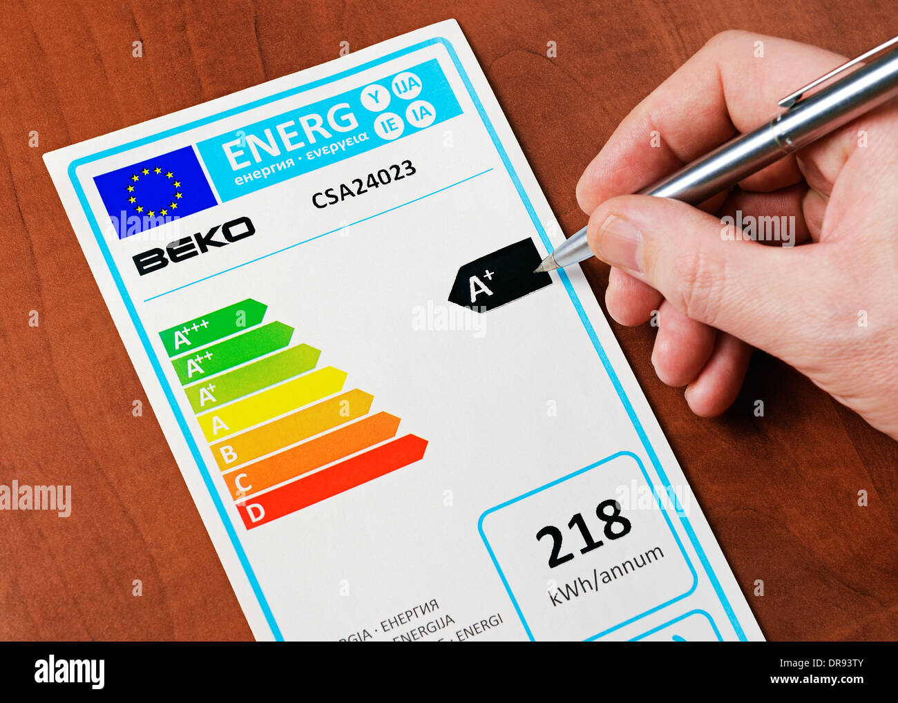 Unione europea il consumo energetico etichetta. Foto Stock