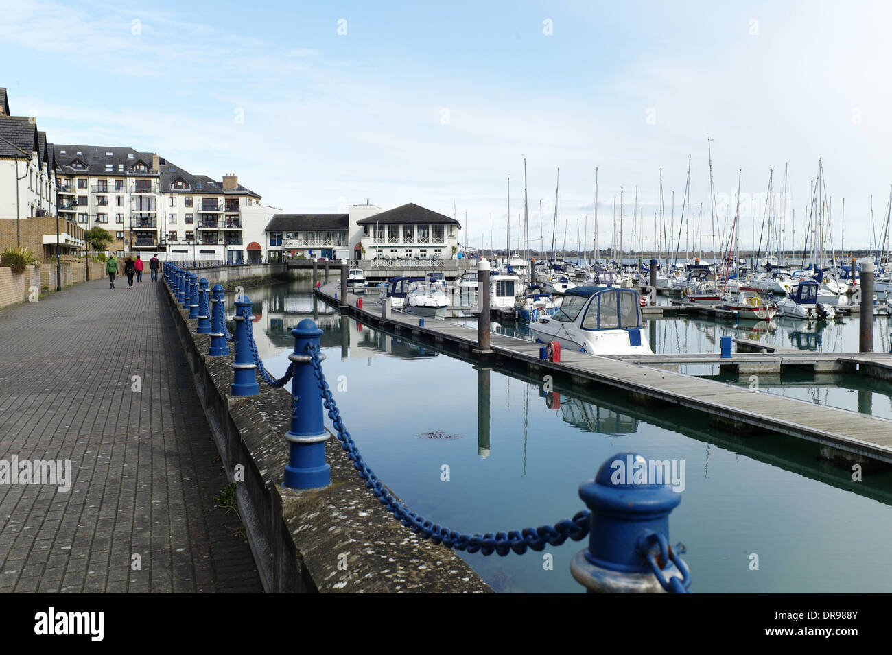 La marina con le sue barche e appartamenti a Malahide, Dublino, Irlanda Foto Stock