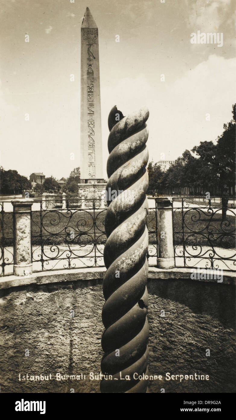 Colonna serpeggiante e Teodosio obelisco Foto Stock