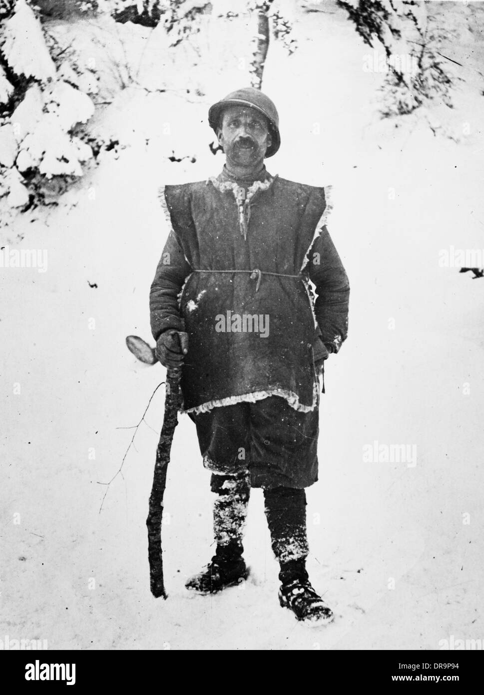 Le truppe francesi abbigliamento invernale, 1916 Foto Stock