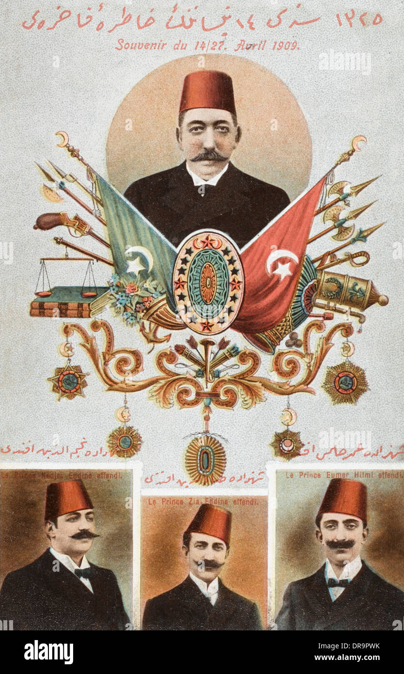 Sultan Mehmed V Reshad della Turchia & Ottoman Princes Foto Stock