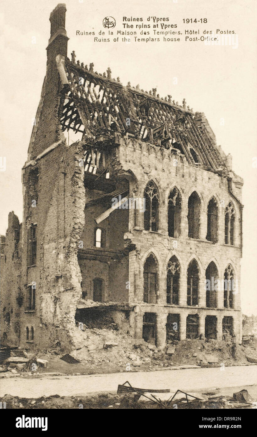 Rovine della casa templari, Ypres - fine della prima guerra mondiale Foto Stock