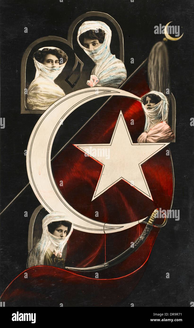 Le donne turche e Flag Foto Stock