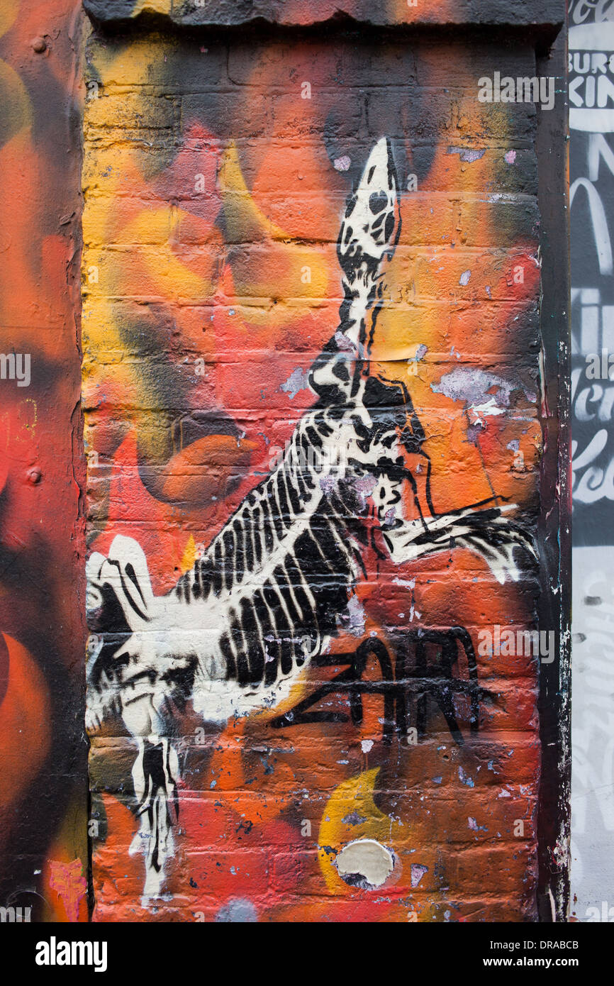 Lo scheletro di animale graffiti in Olanda, Amsterdam, Paesi Bassi. Foto Stock