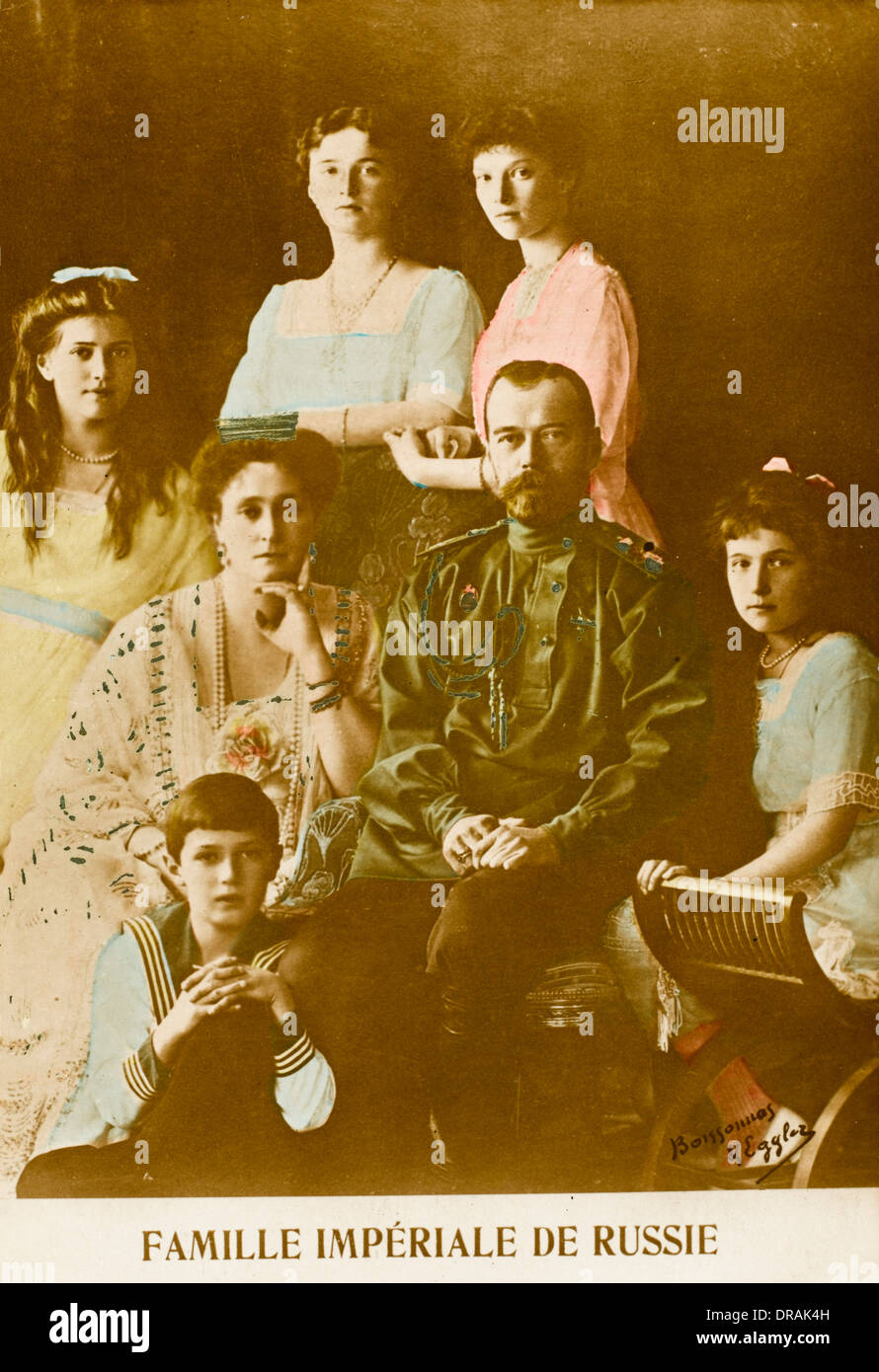 Lo Zar Nicola II di Russia e la sua famiglia Foto Stock