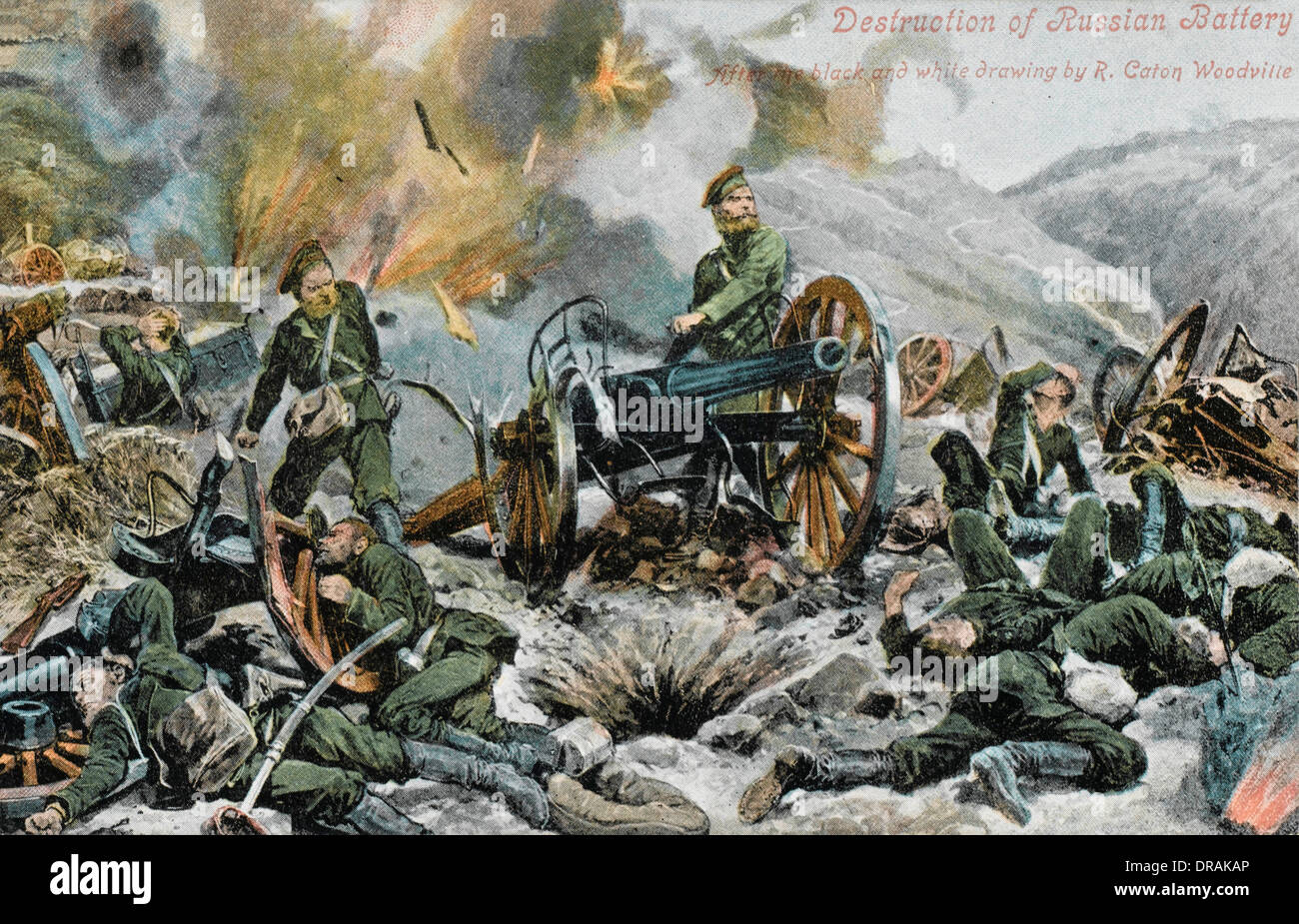 La distruzione di una batteria di russo Foto Stock