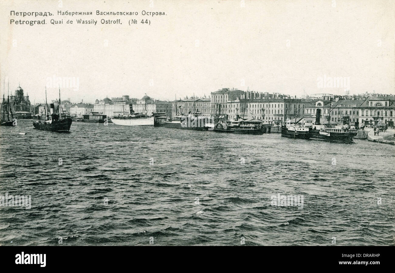 Fiume Neva e Vasilievsky Ostrov, San Pietroburgo Foto Stock