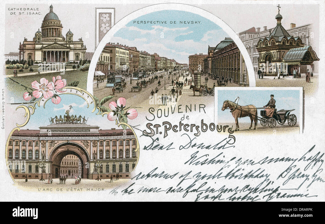 Cartolina ricordo di San Pietroburgo, Russia Foto Stock