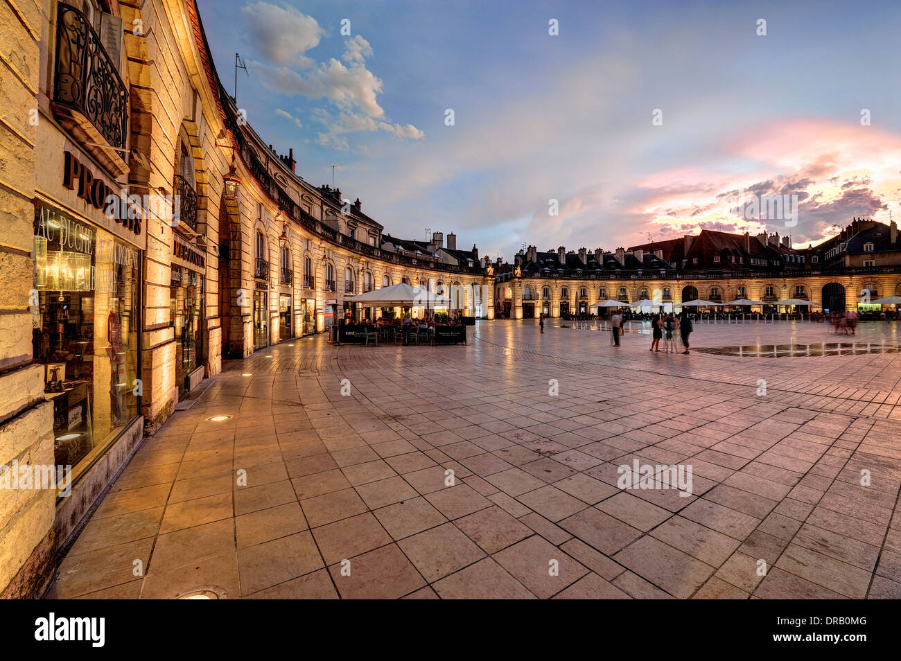 Digione, place de la Libération al tramonto Foto Stock