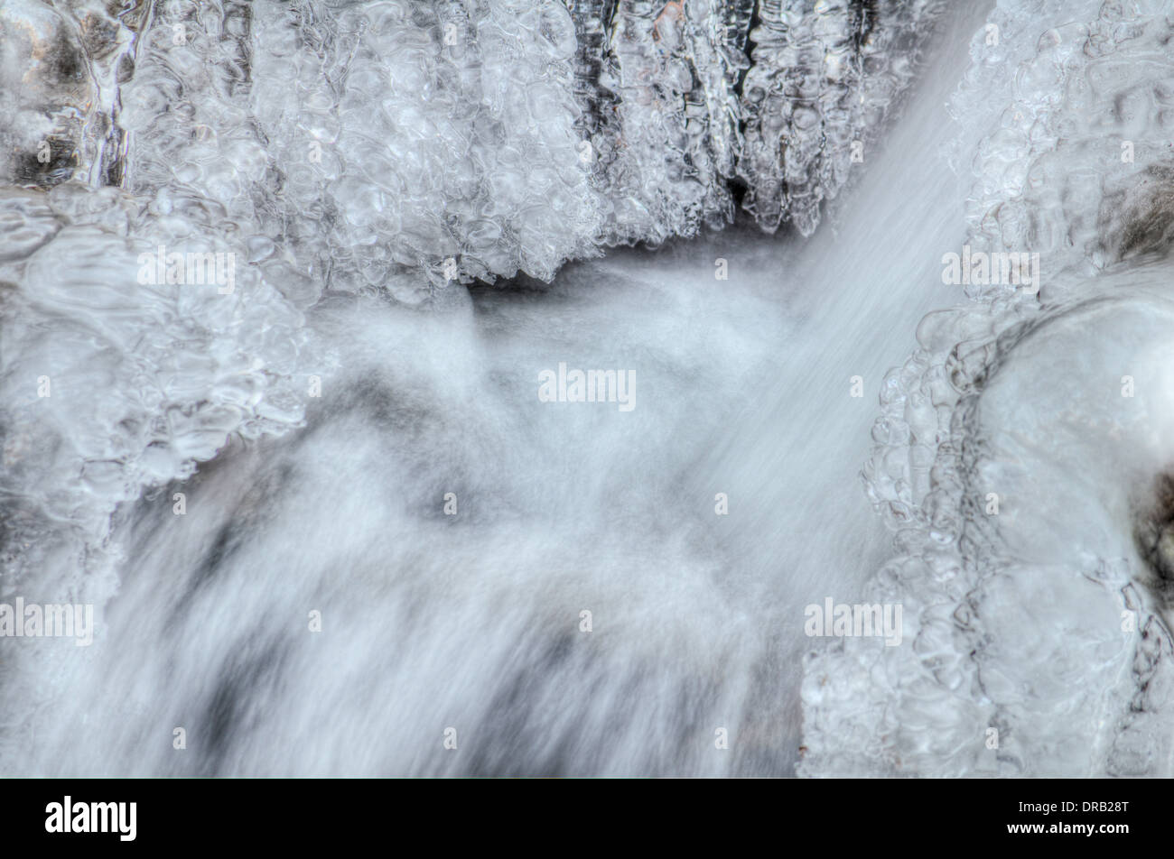 Cascata cade in Patapsco parco dello stato congelato durante il vortice polare nei primi giorni di gennaio Foto Stock