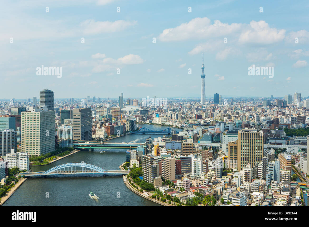 Sumida River e la Sky Tower di albero a Tokyo Foto Stock