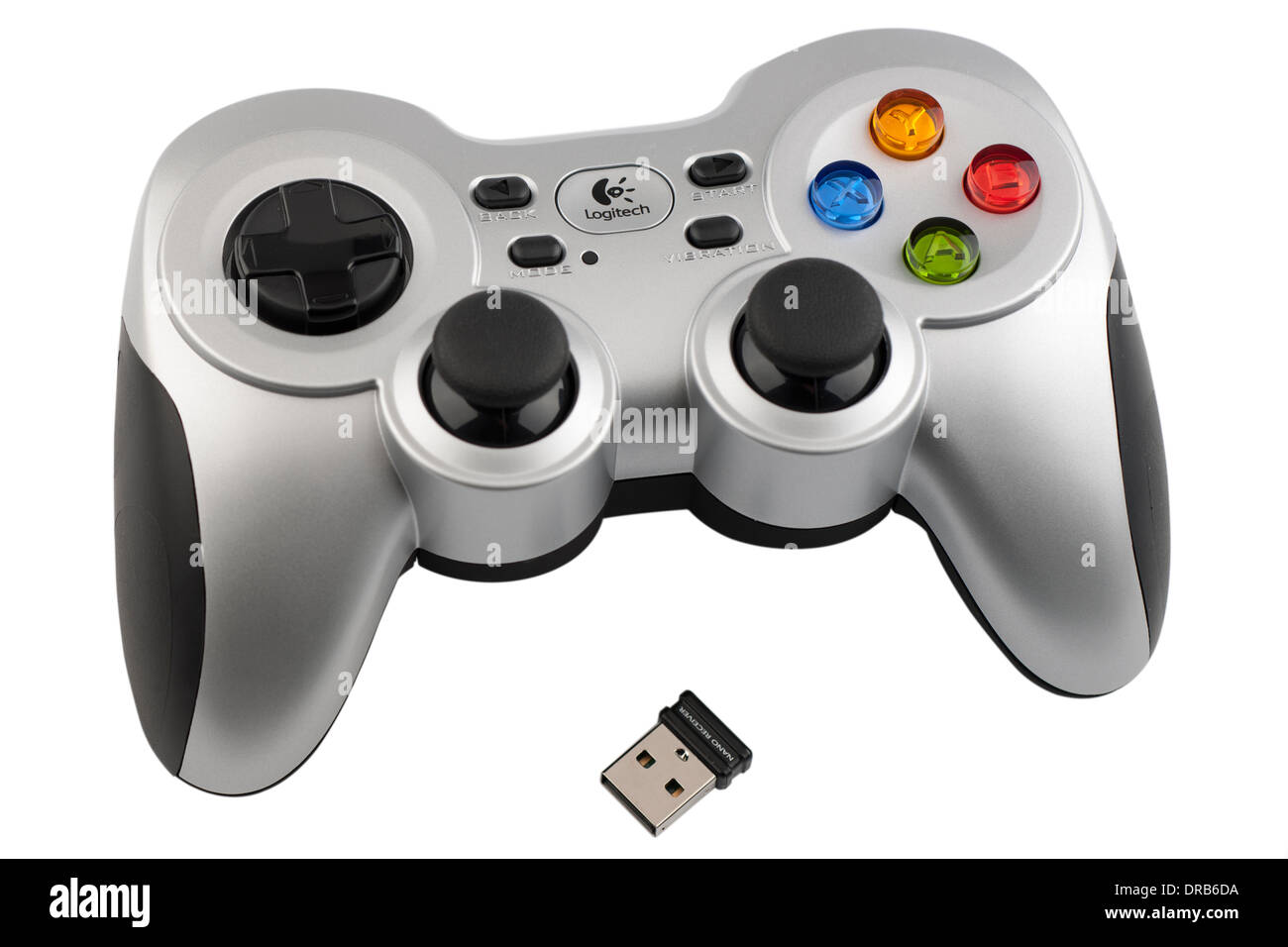 Logitec F710 gamepad wireless controller di giochi e nano ricevitore USB Foto Stock
