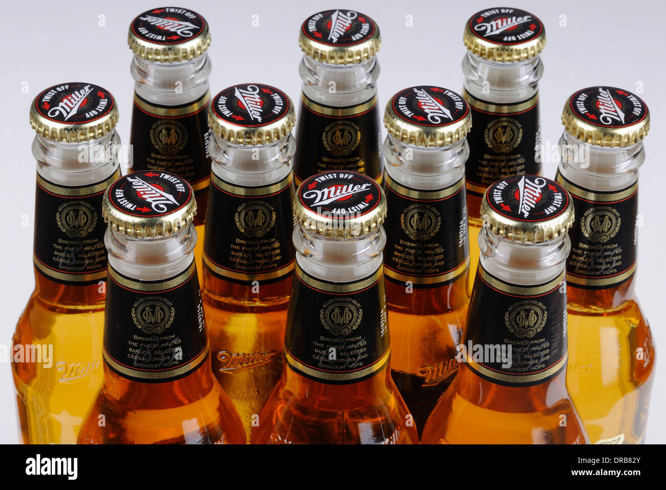 Bottiglie di birra Miller Foto Stock