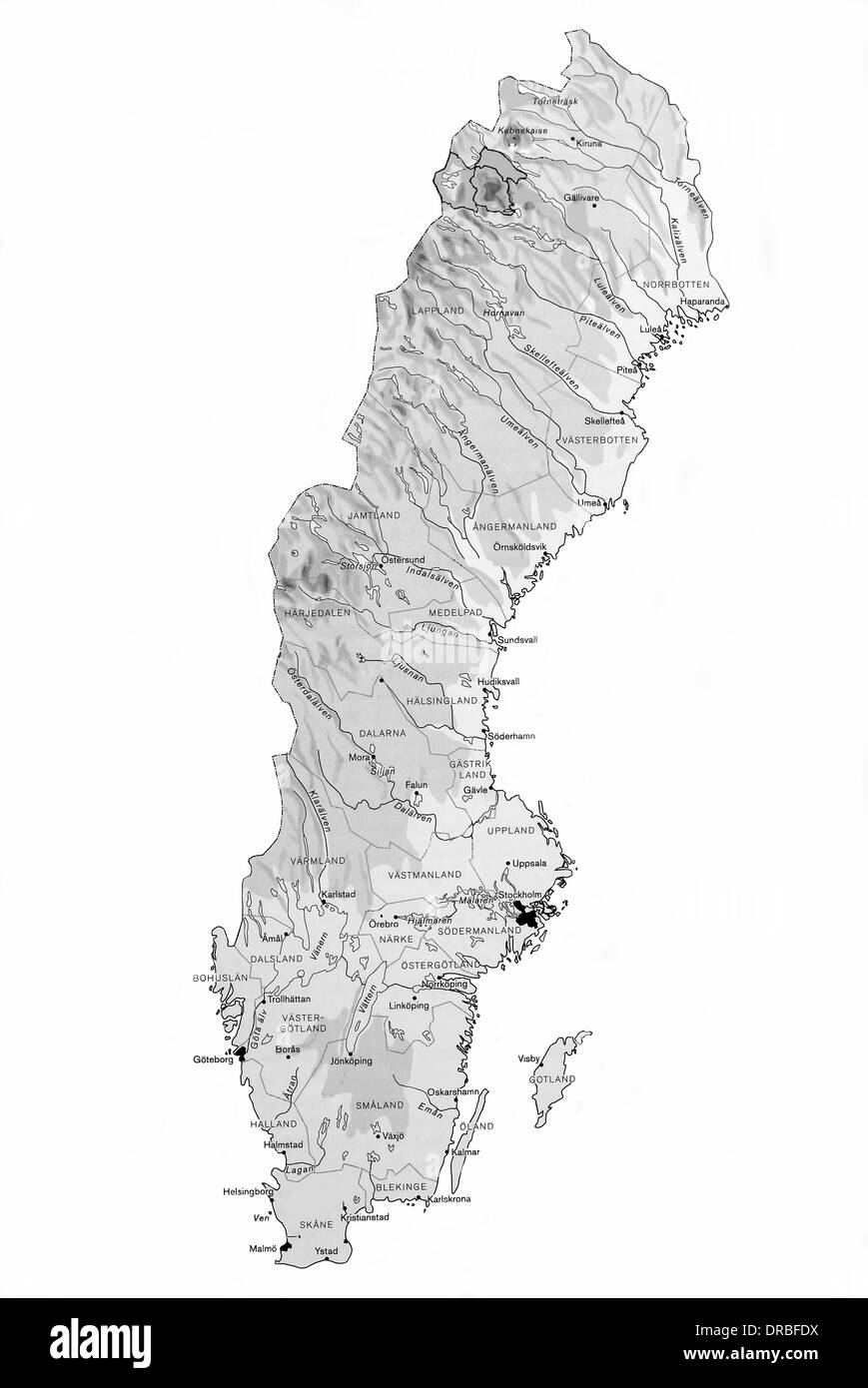 Mappa di Svezia Foto Stock