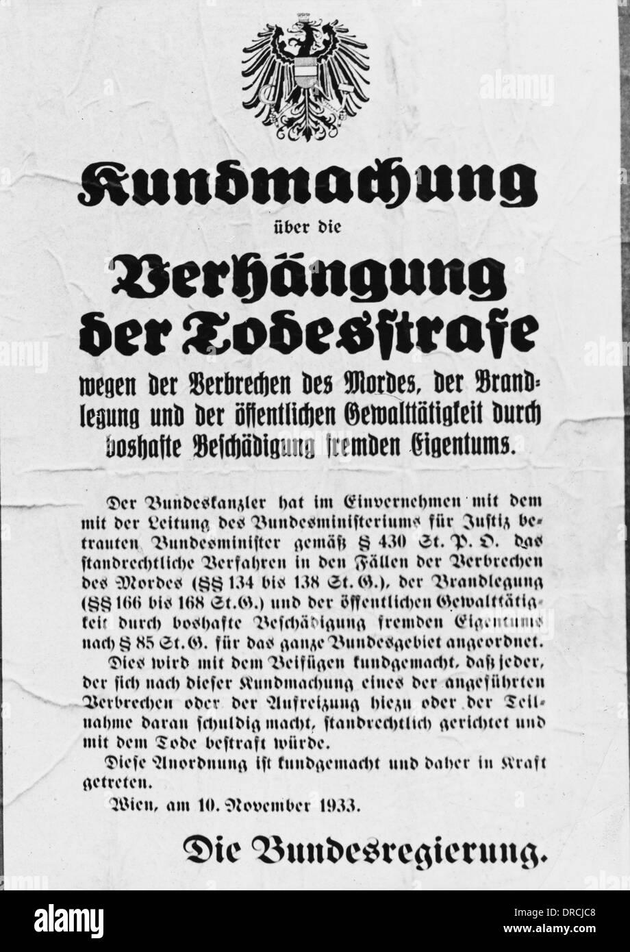 Pena di morte istituzione - Anschluss Foto Stock