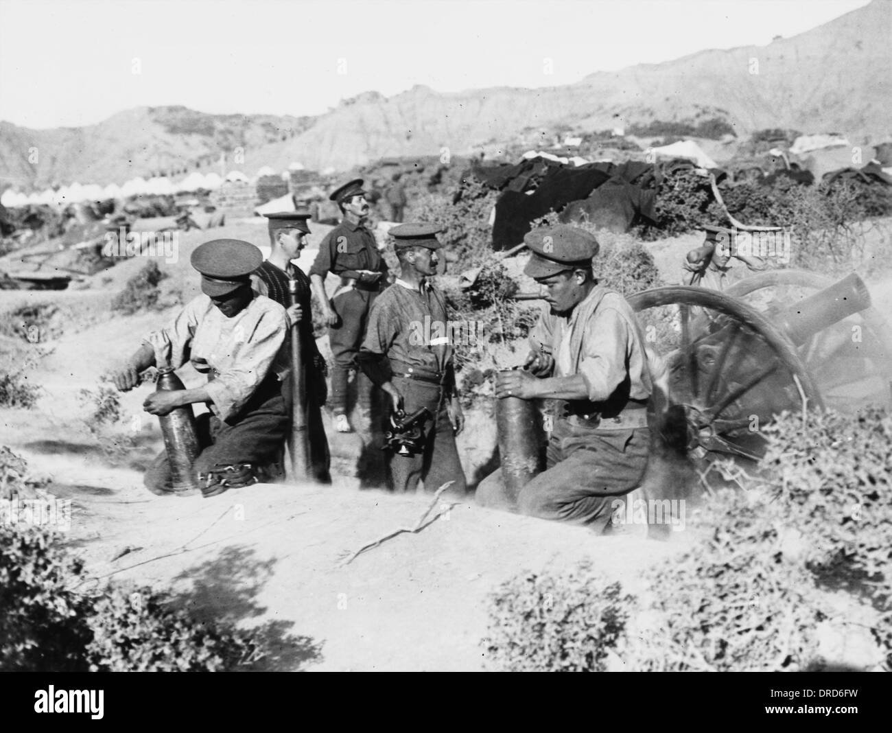 Artiglieria britannica a Gallipoli WWI Foto Stock