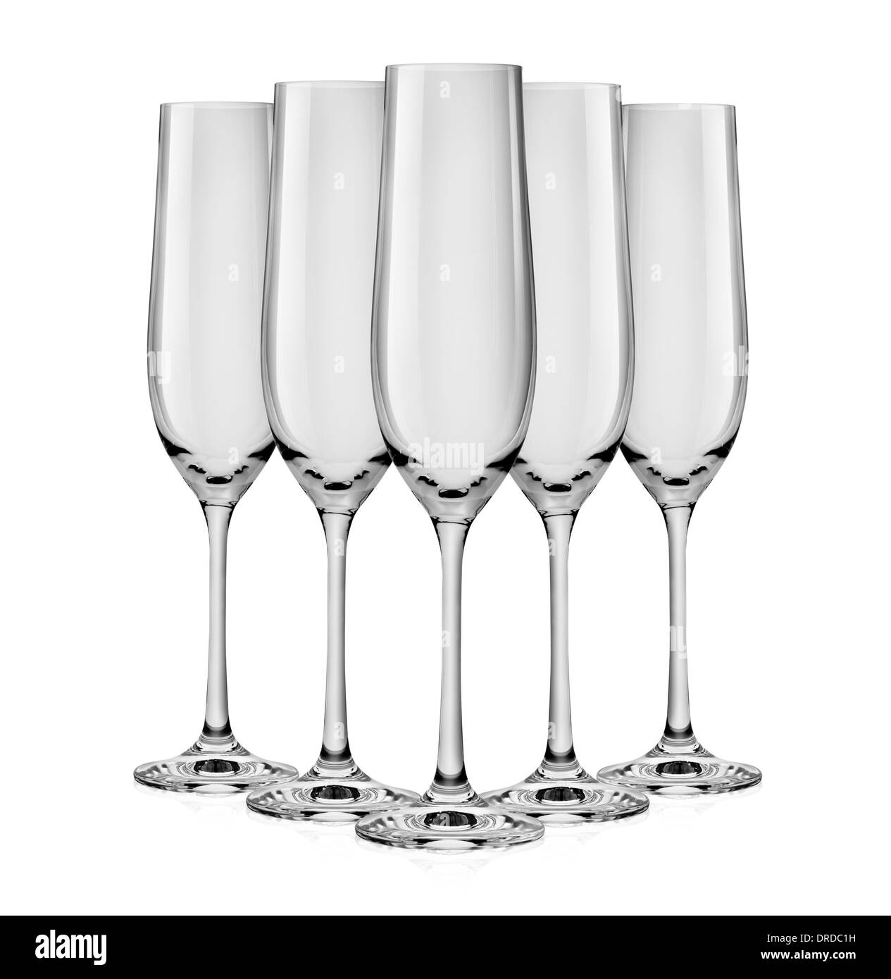 Bicchiere di champagne isolato su uno sfondo bianco Foto Stock