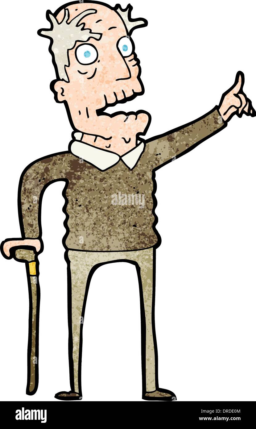 Cartoon uomo vecchio con bastone Illustrazione Vettoriale