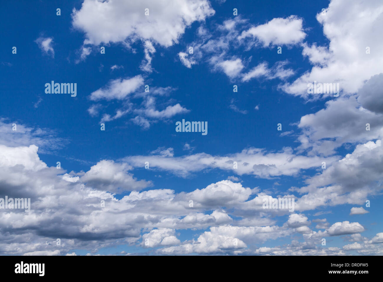 Cielo di estate blu con nuvole bianche Foto Stock