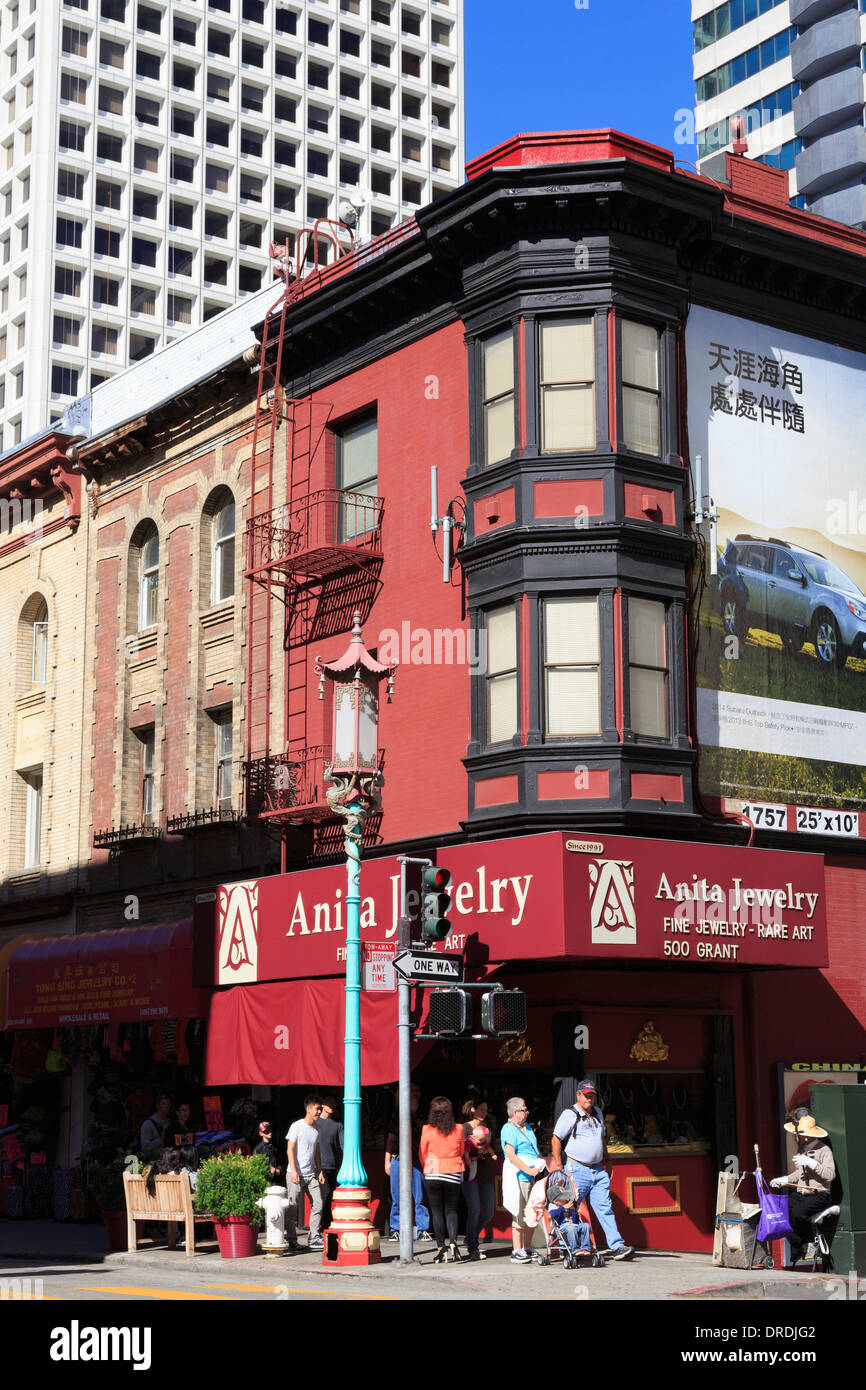 Grant Avenue a Chinatown, San Francisco, California, Stati Uniti d'America Foto Stock