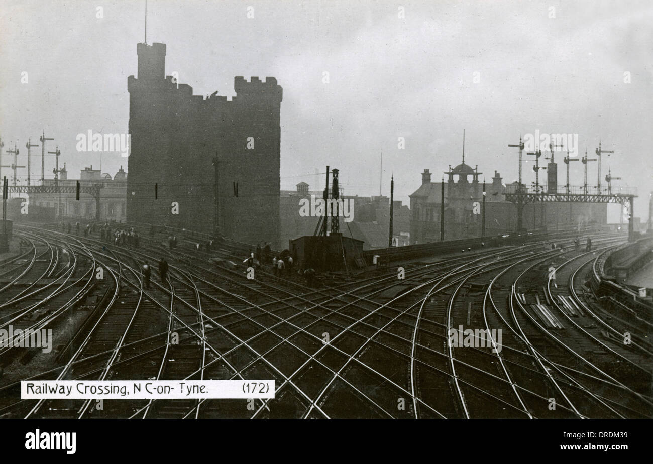 Incrocio ferroviario - Newcastle-upon-Tyne Foto Stock