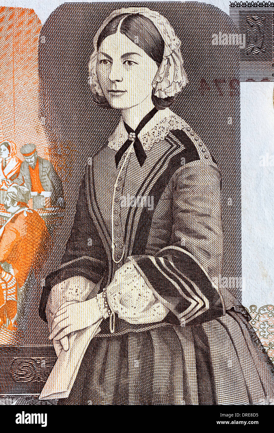 Ritratto di Florence Nightingale da 10 libbre banconota, UK, 1988 Foto Stock